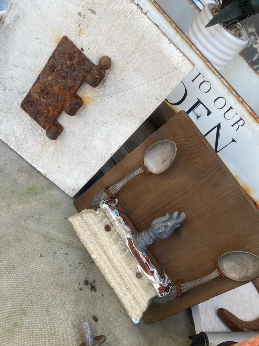 Rustic Antique Handmade Wooden & Metal Decorative Signs